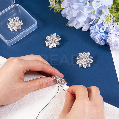 4Pcs 1-Hole Alloy Rhinestone Shank Buttons BUTT-GF0003-73-1