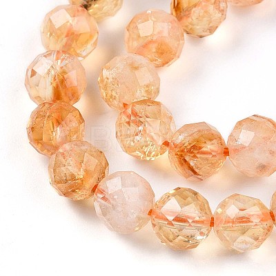 Natural Citrine(Heated) Beads Strands G-S345-6mm-18-1