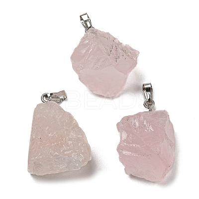 Raw Rough Natural Rose Quartz Pendants G-M405-02P-01-1