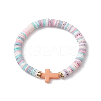 Handmade Polymer Clay Beaded Stretch Bracelets BJEW-JB10600-1