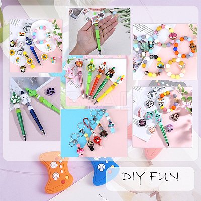 12Pcs 6 Styles Silicone Focal Beads SIL-SZ0001-88-1