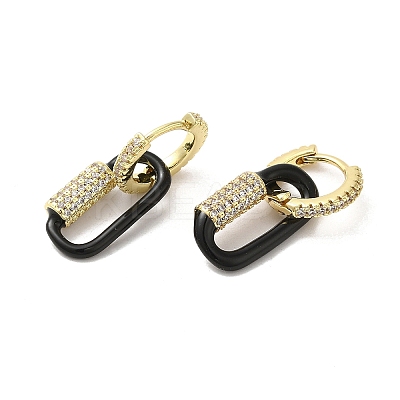 Oval Real 18K Gold Plated Brass Dangle Hoop Earrings EJEW-L268-039G-04-1