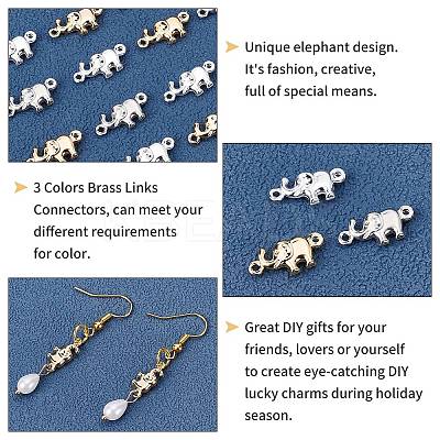 60Pcs 3 Colors Brass Links Connectors KK-PH0002-34-1