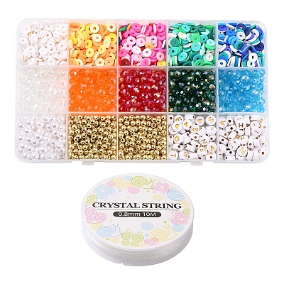 DIY Faceted & Letter & Heishi Beads Bracelets Making Kit DIY-YW0005-22-1