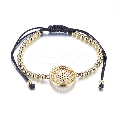 Adjustable Brass Braided Beaded Bracelets LS-BJEW-F282-29G-RS-1