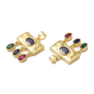 Rack Plating Brass Pave Cubic Zirconia Pendants KK-O142-45G-1