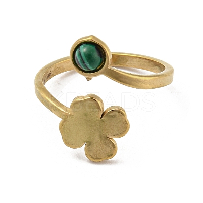 304 Stainless Steel with Synthetic Malachite Ring Ion Plating(IP) RJEW-Z031-01E-03-1