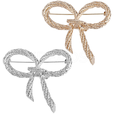 2Pcs 2 Colors Bowknot Alloy Brooches JEWB-GF0001-40-1