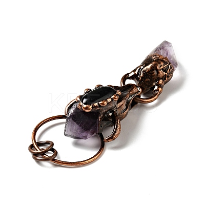 Natural Amethyst & Black Onyx Nuggets Big Pendants G-D468-26R-1
