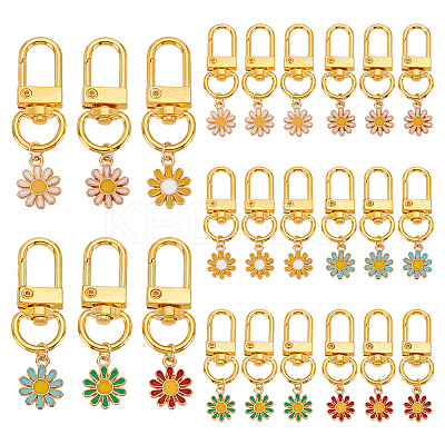 24Pcs 6 Colors Alloy Enamel Pendant Decorations HJEW-GO00009-1