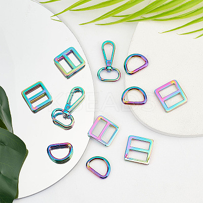 15Pcs 3 Style Rainbow Color Zinc Alloy Swivel Clasps FIND-GF0003-41-1
