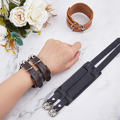 3Pcs 3 Colors Imitation Leather Cord Bracelet BJEW-FH0001-02-1