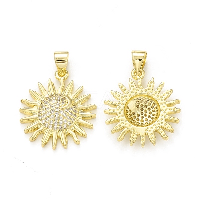 Rack Plating Brass Micro Pave Clear Cubic Zirconia Pendants KK-C011-13G-1