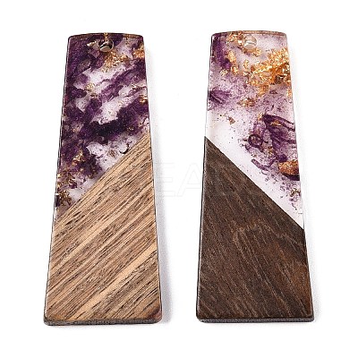 Opaque Resin & Walnut Wood Pendants RESI-T058-04E-1