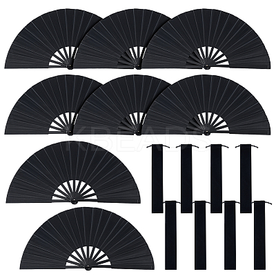 Plastic & Polyester Folding Fan AJEW-DR0002-43-1