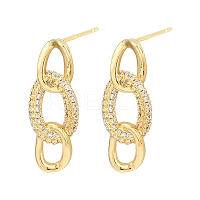 Brass Micro Pave Cubic Zirconia Stud Earrings for Women EJEW-K312-02G-1