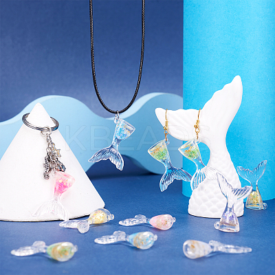28Pcs 7 Colors Luminous Transparent Resin Pendants RESI-TA0002-08-1