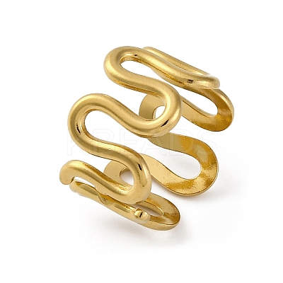 Wave 304 Stainless Steel Finger Rings for Women RJEW-F174-06G-1