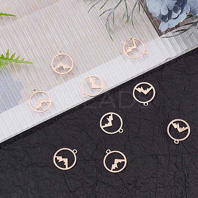 12Pcs Ion Plating(IP) 201 Stainless Steel Laser Cut Pendants STAS-UN0033-10-1