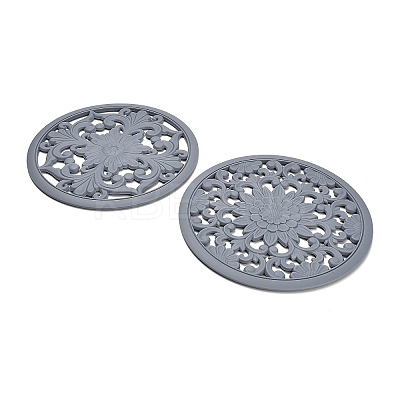 Floral Silicone Heat Insulation Coasters AJEW-K055-01A-1