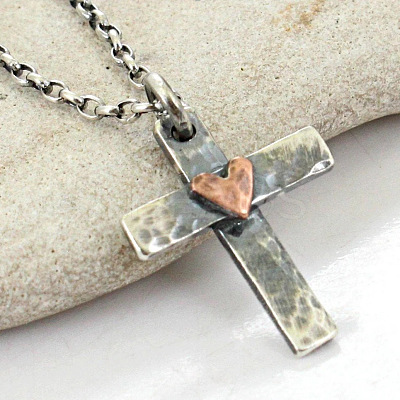 Bohemian Vintage Alloy Cross with Heart Pendant Necklaces FS-WG4EA27-01-1