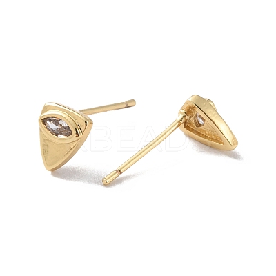Triangle Eye Clear Cubic Zirconia Stud Earrings EJEW-F310-08G-1