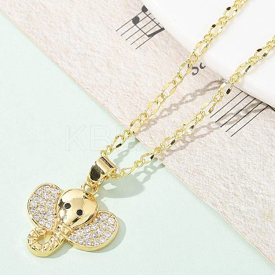 Brass Micro Pave Clear Cubic Zirconia Pendant Necklaces for Women NJEW-M084-02G-02-1