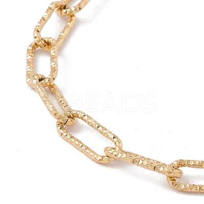 304 Stainless Steel Textured Paperclip Chains Necklace for Women NJEW-P263-02G-1