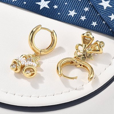 Brass Micro Pave Clear Cubic Zirconia Hoop Earrings EJEW-R016-06G-1