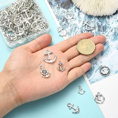 100Pcs 10 Styles Tibetan Style Alloy Charms TIBEP-CJ0001-54-1
