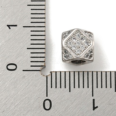 Brass Micro Pave Black/Clear Cubic Zirconia Beads KK-G493-38P-01-1
