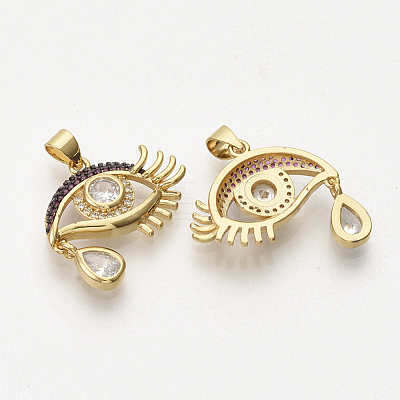 Brass Micro Pave Cubic Zirconia Pendants ZIRC-T012-15G-1