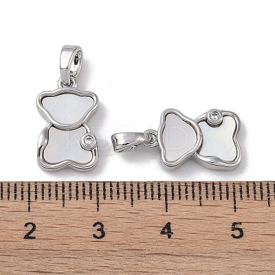 Brass & Shell & Clear Cubic Zirconia Pendants KK-G497-15P-1