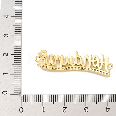 Brass Clear Cubic Zirconia Word Honduras Connector Charms KK-K293-40G-02-1