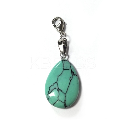 Synthetic Turquoise Pendant Decorations PALLOY-PH01401-10-1