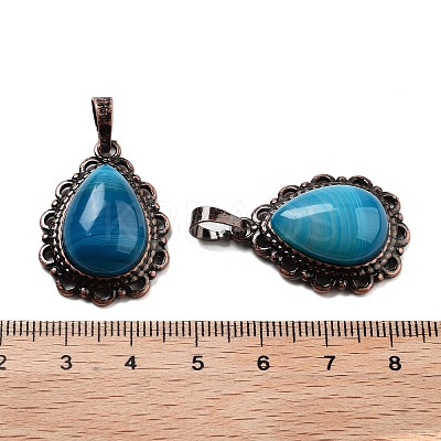 Natural Banded Agate Teardrop Pendants G-K363-01R-10-1