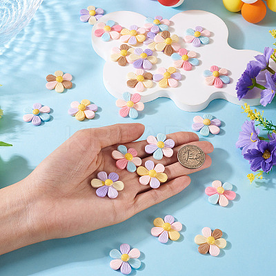 50Pcs 5 Colors Opaque Resin Cabochons RESI-TA0004-93-1
