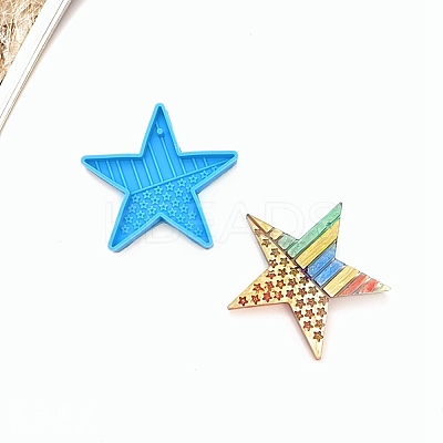 Star with USA Flag Pendant Silicone Molds DIY-M034-27-1