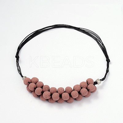 (Jewelry Parties Factory Sale)Lava Rock Beaded Necklaces NJEW-D204-02-1