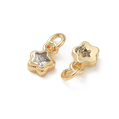 Brass Micro Pave Clear Cubic Zirconia Charms KK-P355-13G-1