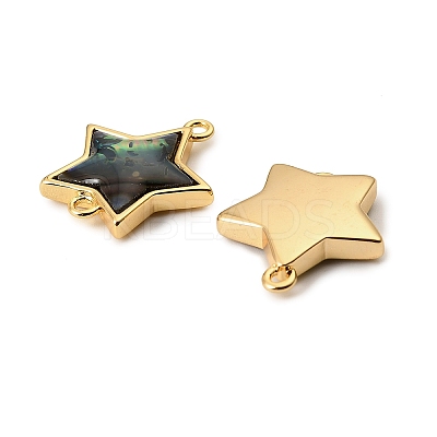 Natural Paua Shell Star Connector Charms KK-G538-42G-1