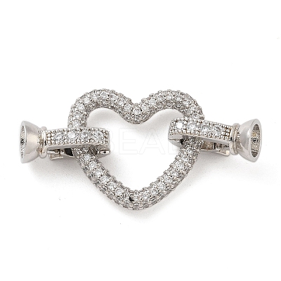 Rack Plating Brass Micro Pave Clear Cubic Zirconia Fold Over Clasps KK-A234-021C-P-1