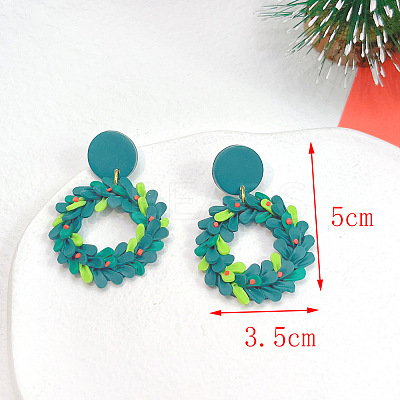 Christmas Polymer Clay & Brass Dangle Stud Earrings FS-WGF7104-06-1