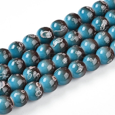 Baking Paint Glass Beads Strands DGLA-N008-8mm-07-1