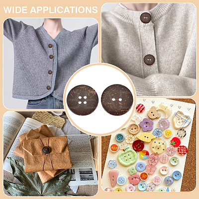 100Pcs 2 Styles Coconut Buttons BUTT-UN0001-36-1