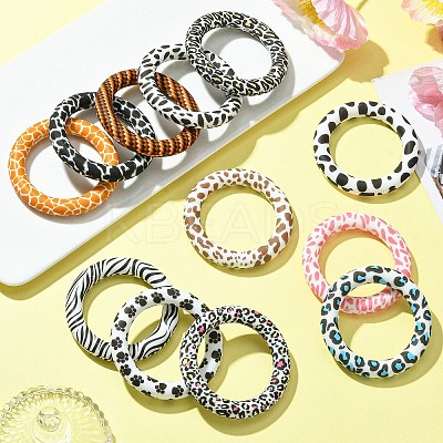 12Pcs 12 Styles Animal Print Silicone Beads SIL-CJ0001-33-1