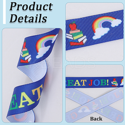 2 Rolls 2 Styles School Season Theme Polyester Colorful Printed Grosgrain Ribbon OCOR-GF0004-23B-1