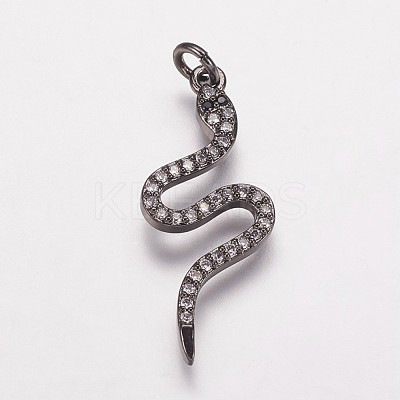 Brass Cubic Zirconia Pendants KK-P134-27B-1