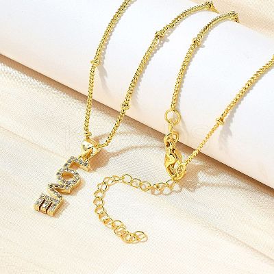 Brass Clear Cubic Zirconia Pendant Necklaces for Women NJEW-A039-02B-G-1