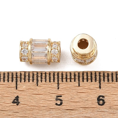 Brass Micro Pave Clear Cubic Zirconia Beads KK-C142-10LG-1